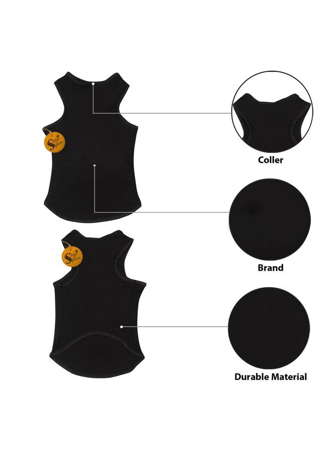 سايج سكوير تي شيرت قطني مريح للكلاب، سترة بدون أكمام لملابس الكلاب، قميص داخلي للجراء، ملابس عصرية (أسود) (متوسط) (16 بوصة) - Image 2