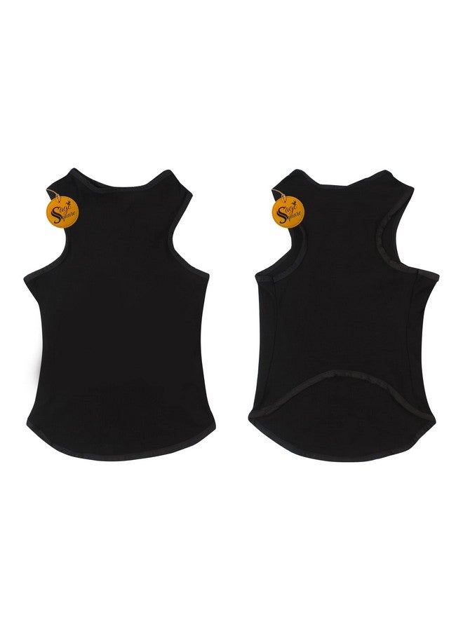 سايج سكوير تي شيرت قطني مريح للكلاب، سترة بدون أكمام لملابس الكلاب، قميص داخلي للجراء، ملابس عصرية (أسود) (متوسط) (16 بوصة) - Image 3