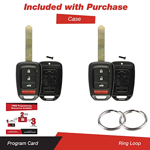 KeylessOption Keyless Entry Remote Uncut Key Case Fob Shell Cover Replacement (Pack of 2) - Image 2