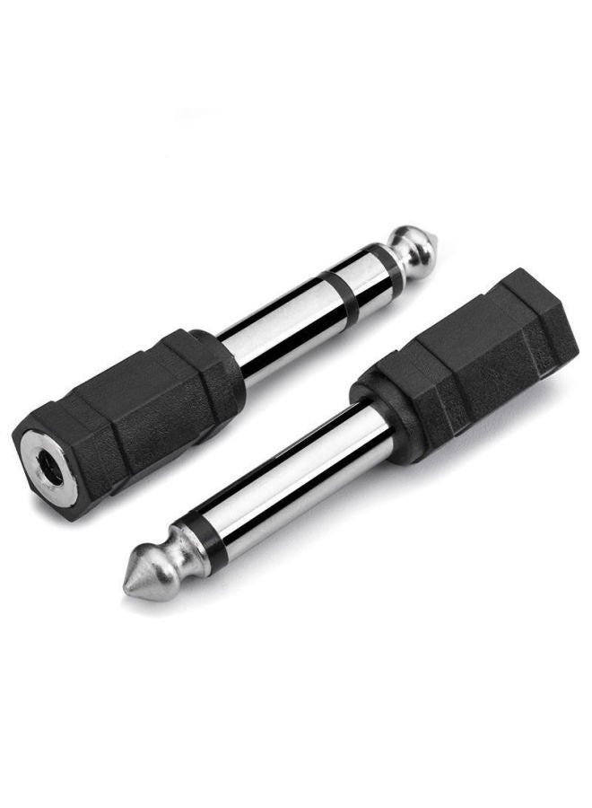 3.5mm To 6.35 Audio Mono Male 6.5mm To 3.5 Female Electric Piano Microphone Headset Adapter-Color:6.5 Male To 3.5 Female Dual Channel Black  - Image 2