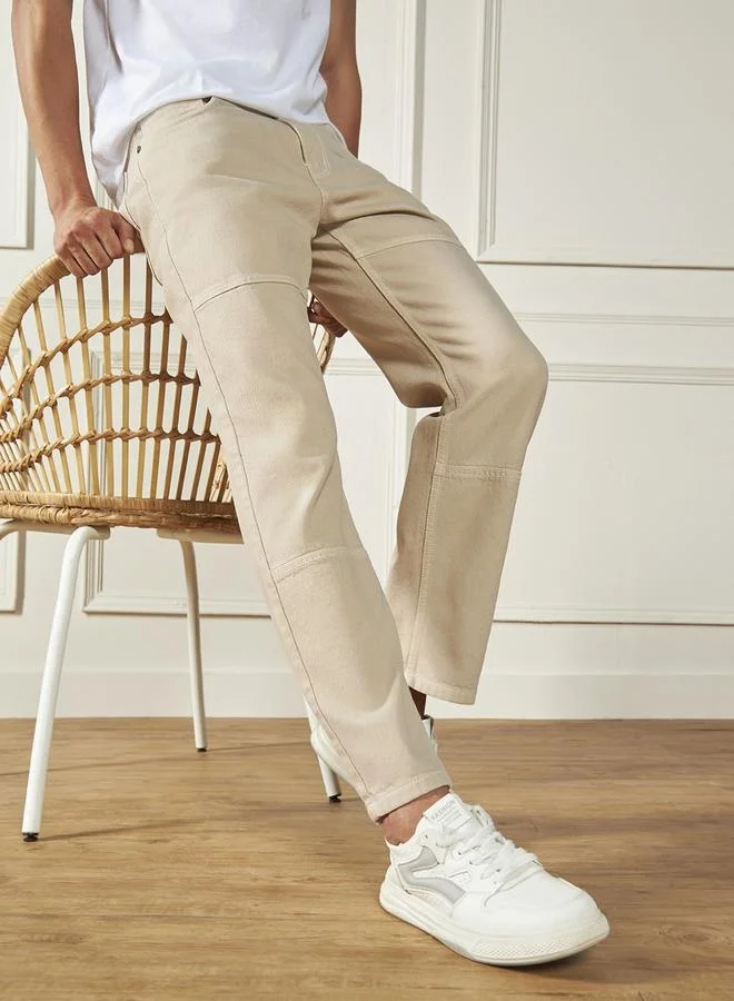 دينيس لينغو Men’s Ecru Relaxed Fit Jeans