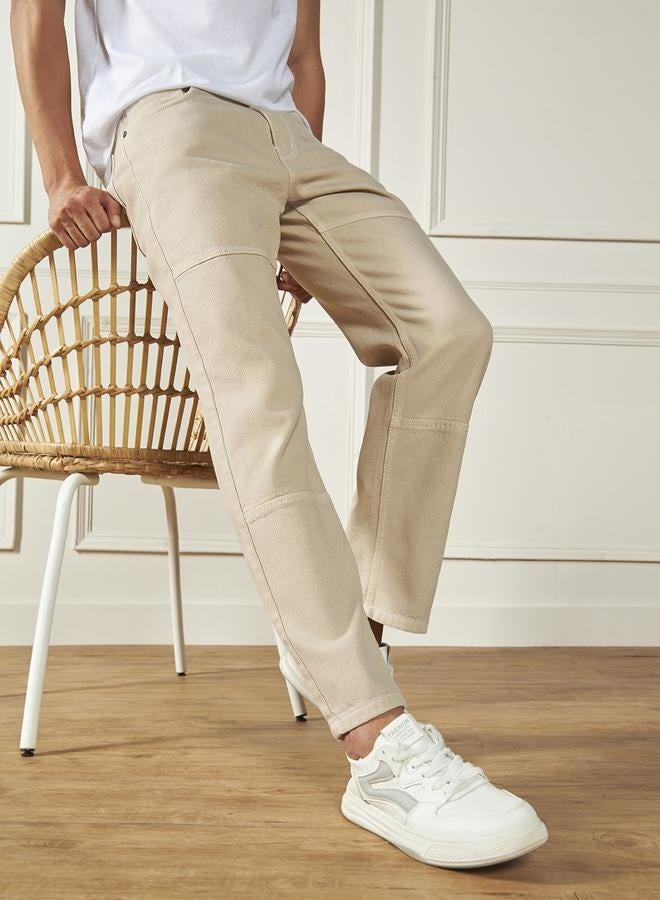 Dennis Lingo Men’s Ecru Relaxed Fit Jeans  - Image 3