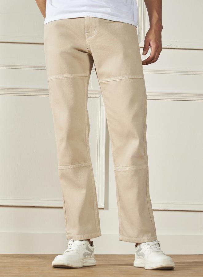 Dennis Lingo Men’s Ecru Relaxed Fit Jeans  - Image 5