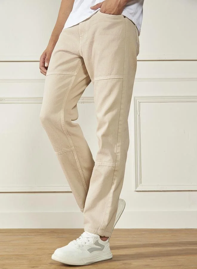 دينيس لينغو Men’s Ecru Relaxed Fit Jeans
