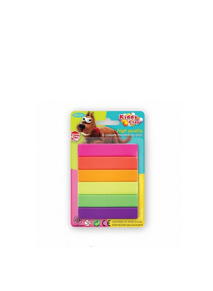Kiddy Clay Modelling Clay Set of 6 Neon Colors (pc)