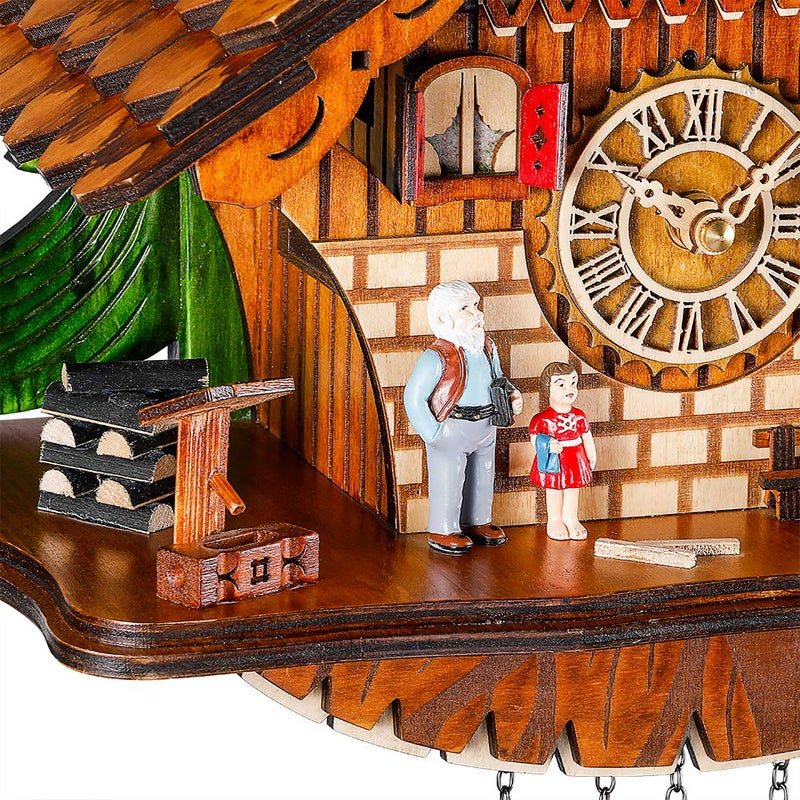 Kintrot Cuckoo Clock Traditional Chalet Black Forest House Clock Handcrafted Wooden Wall Pendulum Quartz Clock - Image 5