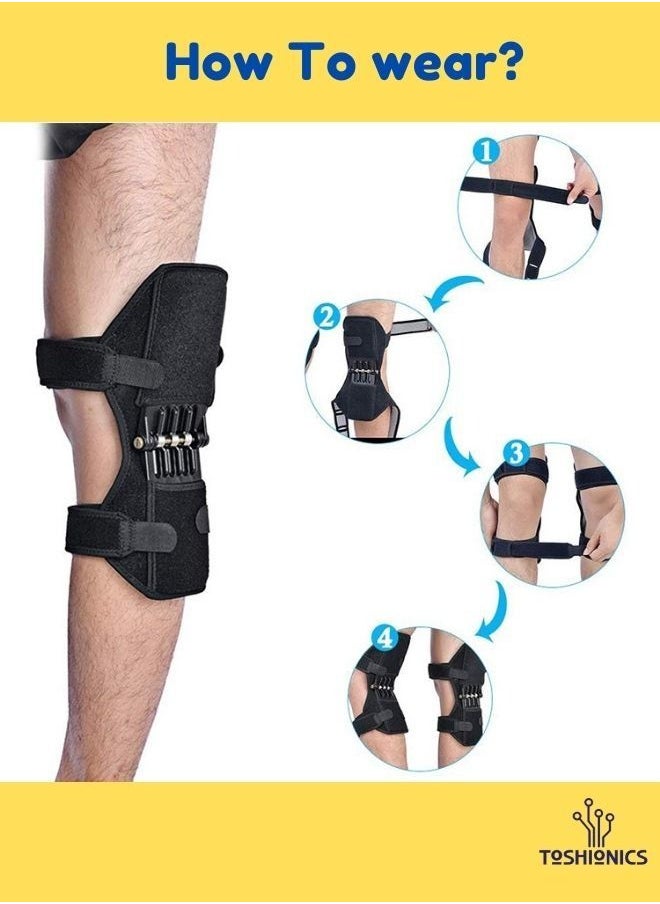 Rebound Knee Joint Support Pad Spring Brace Pair