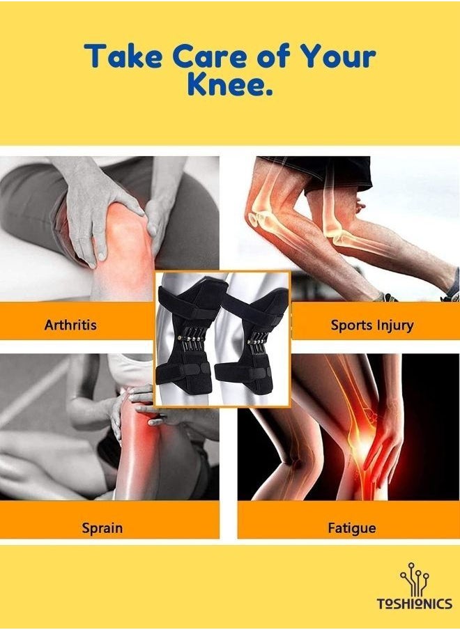 Rebound Knee Joint Support Pad Spring Brace Pair