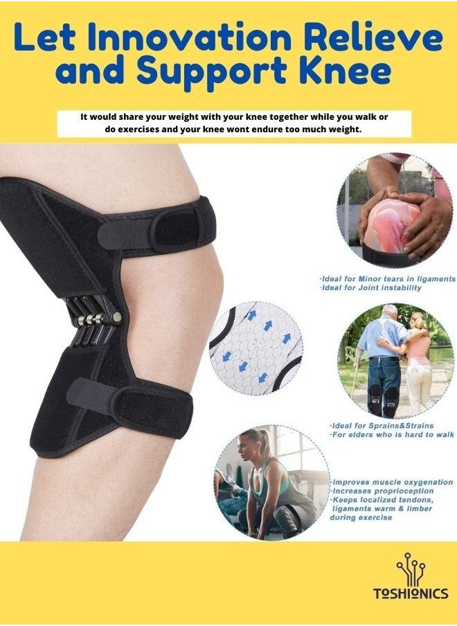 Rebound Knee Joint Support Pad Spring Brace Pair