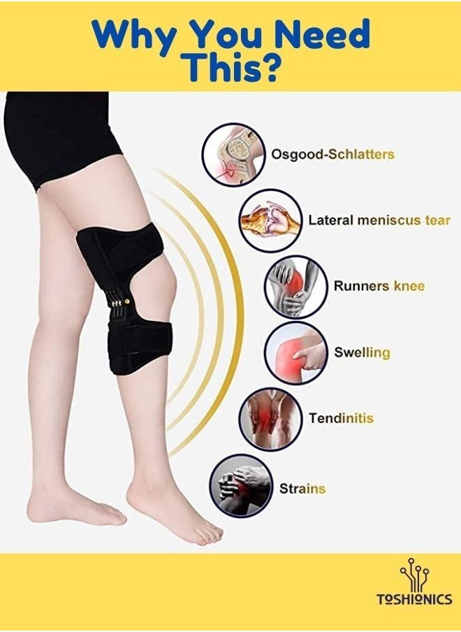 Rebound Knee Joint Support Pad Spring Brace Pair
