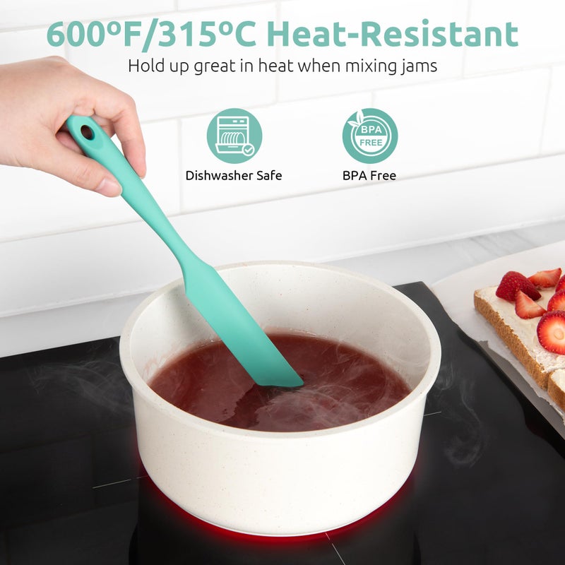 U-Taste Skinny Silicone Jar Spatula: 600ÂºF Heat-Resistant Food-Grade 10in Long Narrow Sourdough Stirring Stick, Seamless Flexible Peanut Butter Spreader for Scraping Icing Bread Cream, Jam (Aqua Sky) - Image 5