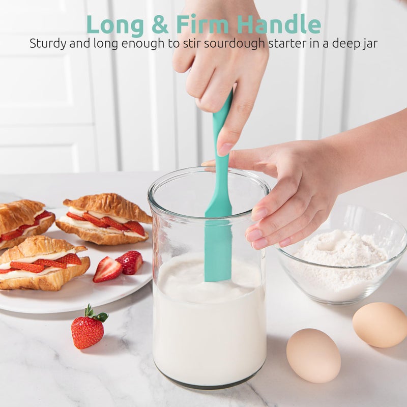 U-Taste Skinny Silicone Jar Spatula: 600ÂºF Heat-Resistant Food-Grade 10in Long Narrow Sourdough Stirring Stick, Seamless Flexible Peanut Butter Spreader for Scraping Icing Bread Cream, Jam (Aqua Sky) - Image 3