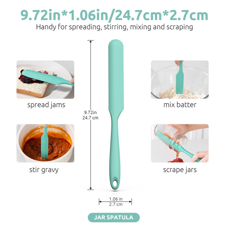 U-Taste Skinny Silicone Jar Spatula: 600ÂºF Heat-Resistant Food-Grade 10in Long Narrow Sourdough Stirring Stick, Seamless Flexible Peanut Butter Spreader for Scraping Icing Bread Cream, Jam (Aqua Sky) - Image 2
