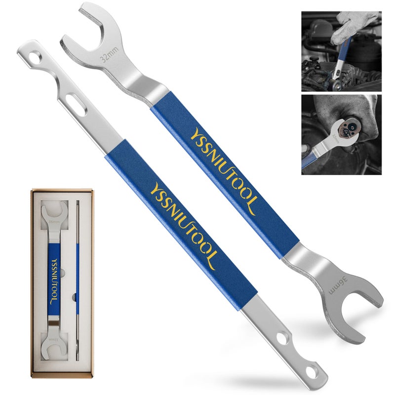 YSSNIUTOOL Fan Clutch Wrench Set32mm 36mm Wrenches Essential Tool for BMW Ford GM Chevrolet Fan Clutch Removal KitWater Pump Holder Fan Clutch Nut Wrench Removal Kit Blue - Image 3