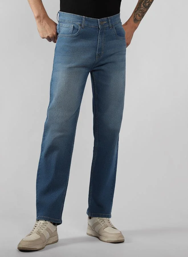 Dennis Lingo Dennis Lingo Mid Rise Straight Fit Faded Jeans