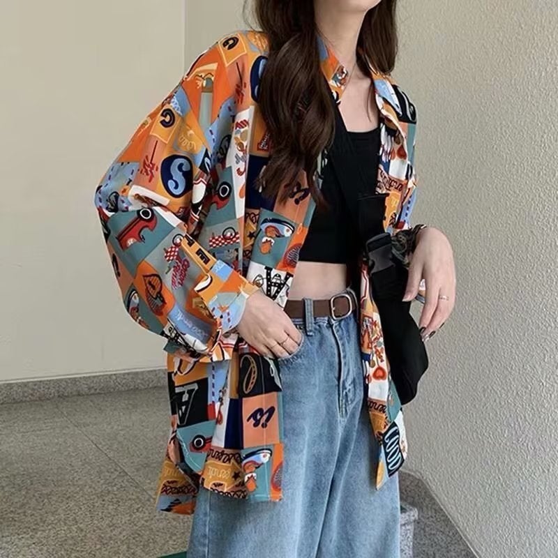 2023 Retro Floral Sunscreen Shirt 618 yellow