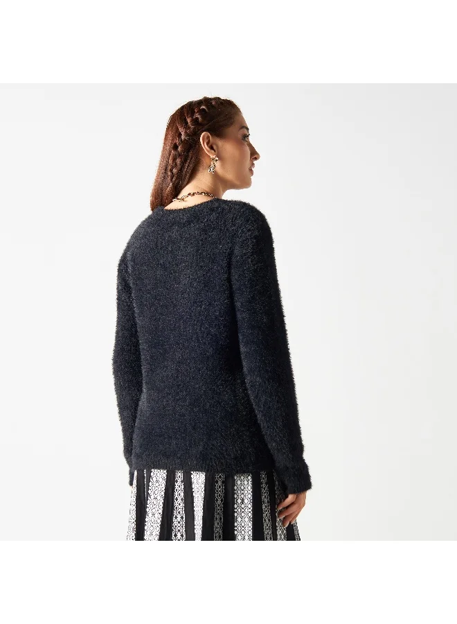 2Xtremz 2Xtremz Textured Sweater with Crew Neck and Long Sleeves