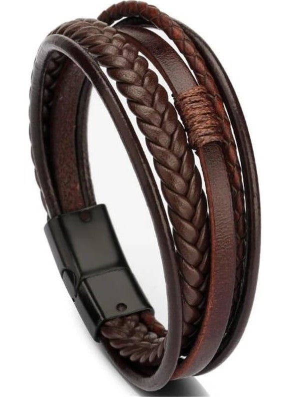 Men's Leather Bracelet Brown Magnetic Buckle Braided Trend Fashion - pzsku/Z2DFC91A1F59DDF54FB23Z/45/_/1727705171/10a60952-2d34-4d11-8d10-f3aaeead5424