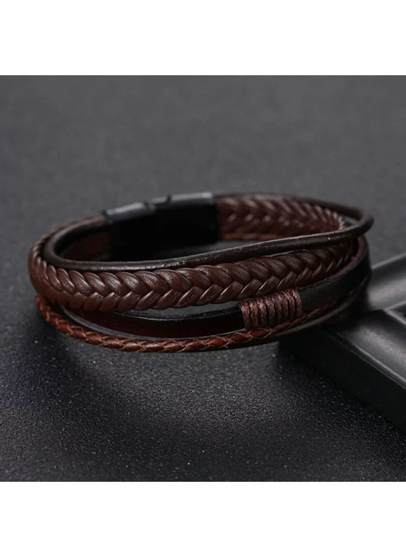 Men's Leather Bracelet Brown Magnetic Buckle Braided Trend Fashion - pzsku/Z2DFC91A1F59DDF54FB23Z/45/_/1730910068/bd3549f6-2c45-4683-995a-4dd6f62207f3