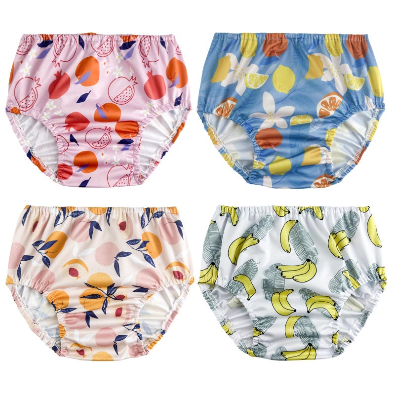SMULPOOTI Reusable Plastic Underwear Covers for Potty Training - Cute Rubber Pants for Toddlers - Swim Diaper Cover - 4 Packs - Girls 2T - Image 1