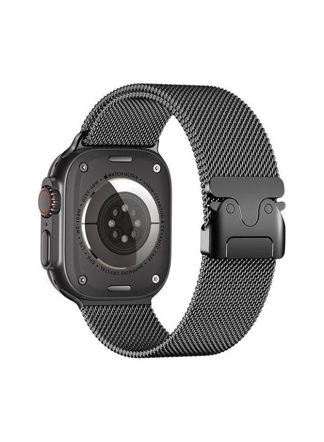 Milanese Loop Band Compatible with Apple Watch Ultra 3 Band 49mm , Stainless Steel Milanese Loop Adjustable Strap for iWatch Ultra Series Black - Image 1