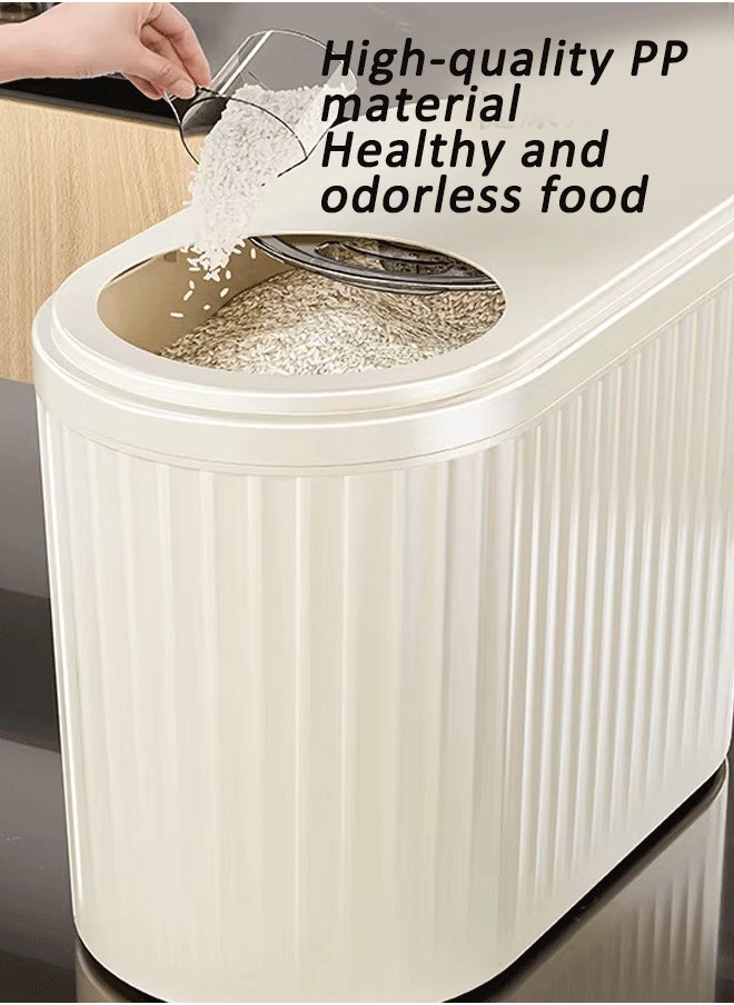 6/16KG Rice Container, Large Grain Container Storage with Lid Measuring Cylinder Moisture Proof Household Cereal Dispenser Bucket for Kitchen Soybean Corn
