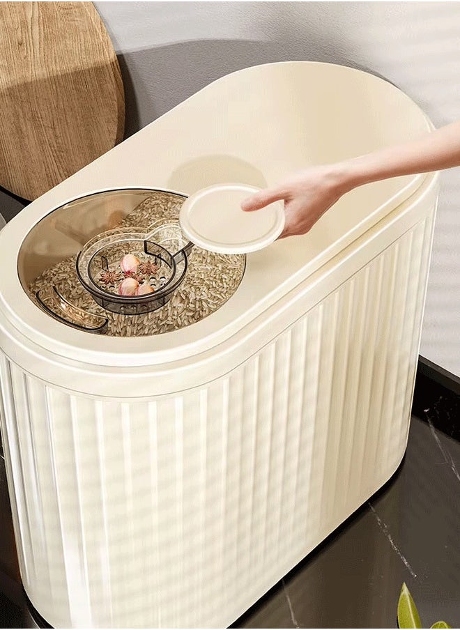 6/16KG Rice Container, Large Grain Container Storage with Lid Measuring Cylinder Moisture Proof Household Cereal Dispenser Bucket for Kitchen Soybean Corn