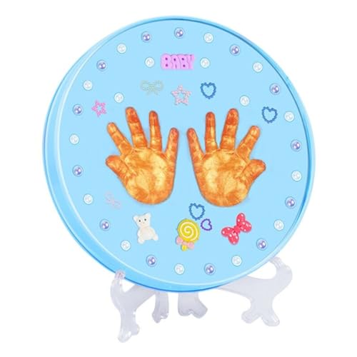 BABIES BLOOM Handprint And Footprint Kit, Baby Imprint Keepsake Kit, Round Shape Baby Footprint Kit, Newborn Baby Gift (Blue Decor) - Image 1