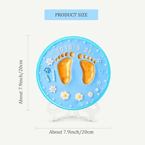 BABIES BLOOM Handprint And Footprint Kit, Baby Imprint Keepsake Kit, Round Shape Baby Footprint Kit, Newborn Baby Gift (Blue Decor) - Image 2