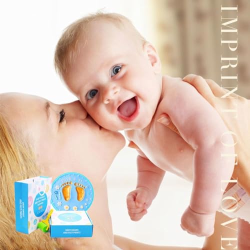 BABIES BLOOM Handprint And Footprint Kit, Baby Imprint Keepsake Kit, Round Shape Baby Footprint Kit, Newborn Baby Gift (Blue Decor) - Image 5