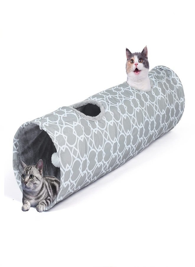 LUCKITTY نفق قطط هندسي مستقيم من لاكيتي، مبطن من الداخل بفرو ناعم، ألعاب قطط، نفق أنبوبي قابل للطي مع كرات، مناسب للأرانب والقطط الصغيرة والنموس والجراء، قطر 11.8 بوصة - Image 5