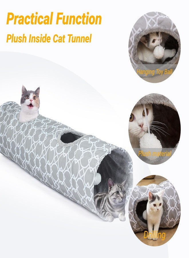 LUCKITTY نفق قطط هندسي مستقيم من لاكيتي، مبطن من الداخل بفرو ناعم، ألعاب قطط، نفق أنبوبي قابل للطي مع كرات، مناسب للأرانب والقطط الصغيرة والنموس والجراء، قطر 11.8 بوصة - Image 3