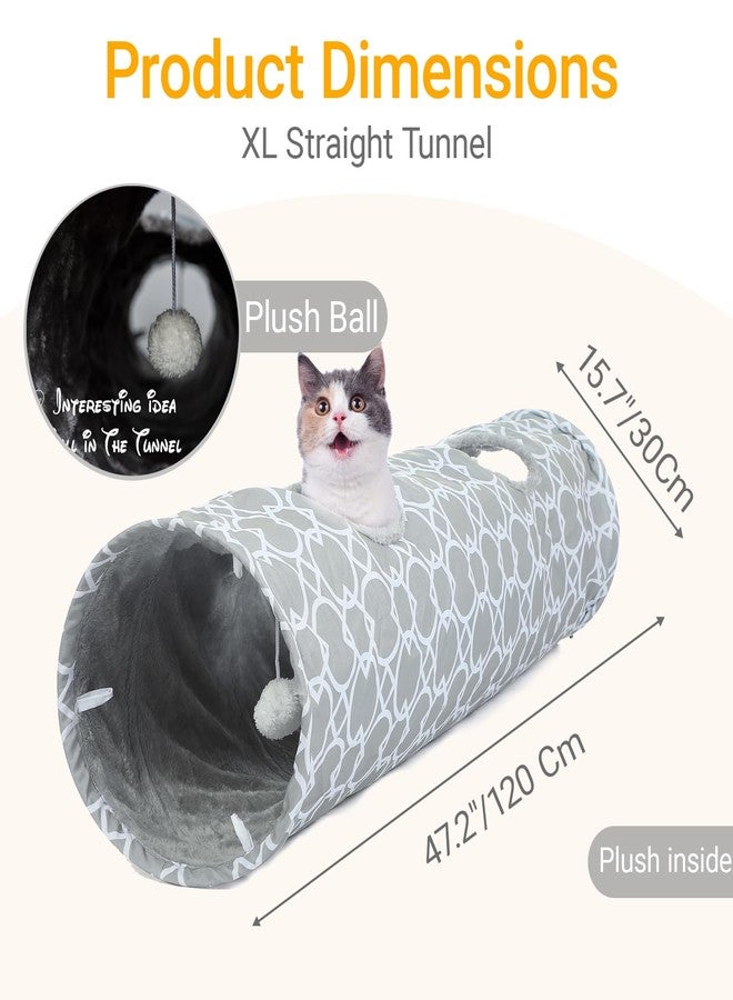LUCKITTY نفق قطط هندسي مستقيم من لاكيتي، مبطن من الداخل بفرو ناعم، ألعاب قطط، نفق أنبوبي قابل للطي مع كرات، مناسب للأرانب والقطط الصغيرة والنموس والجراء، قطر 11.8 بوصة - Image 4