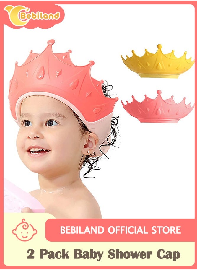 Bebiland 2 Pack Baby Shower Cap, Adjustable Kids Shampoo Shower Bath Hat, Protect Ear Eye Baby Hair Washing Aids for Baby Toddler Children Kids  - Image 1
