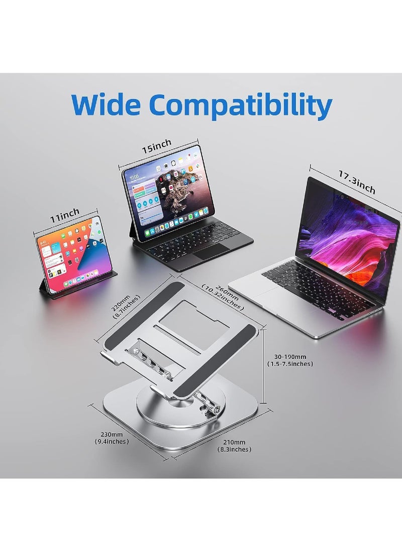 Captaintech Adjustable Laptop Stand for Desk Ergonomic Riser with 360° Rotating Base Foldable Notebook Computer Holder Compatible MacBook Air Pro Dell XPS More 10-17 Laptops - Image 4