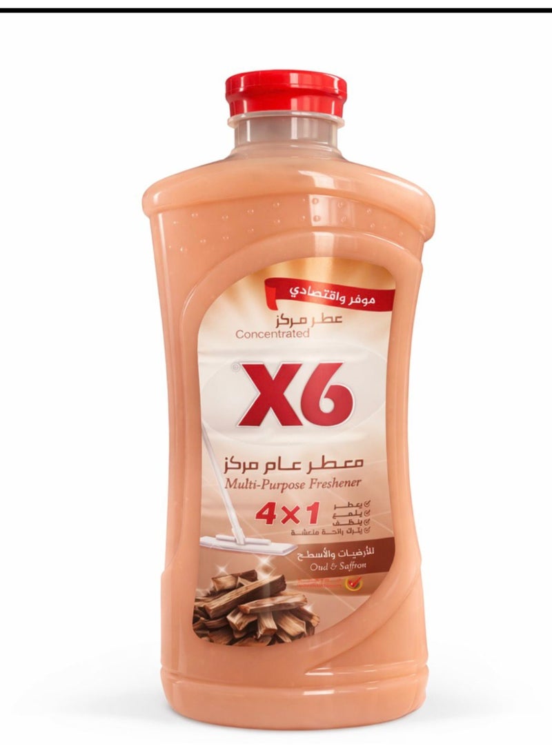 X6 Concentrated Multi-Purpose Freshener & Floor Cleaner – Oud & Saffron Scent Scent – 4-in-1 Action for Deep Cleaning, Disinfecting, and Long-Lasting Fragrance - Image 1