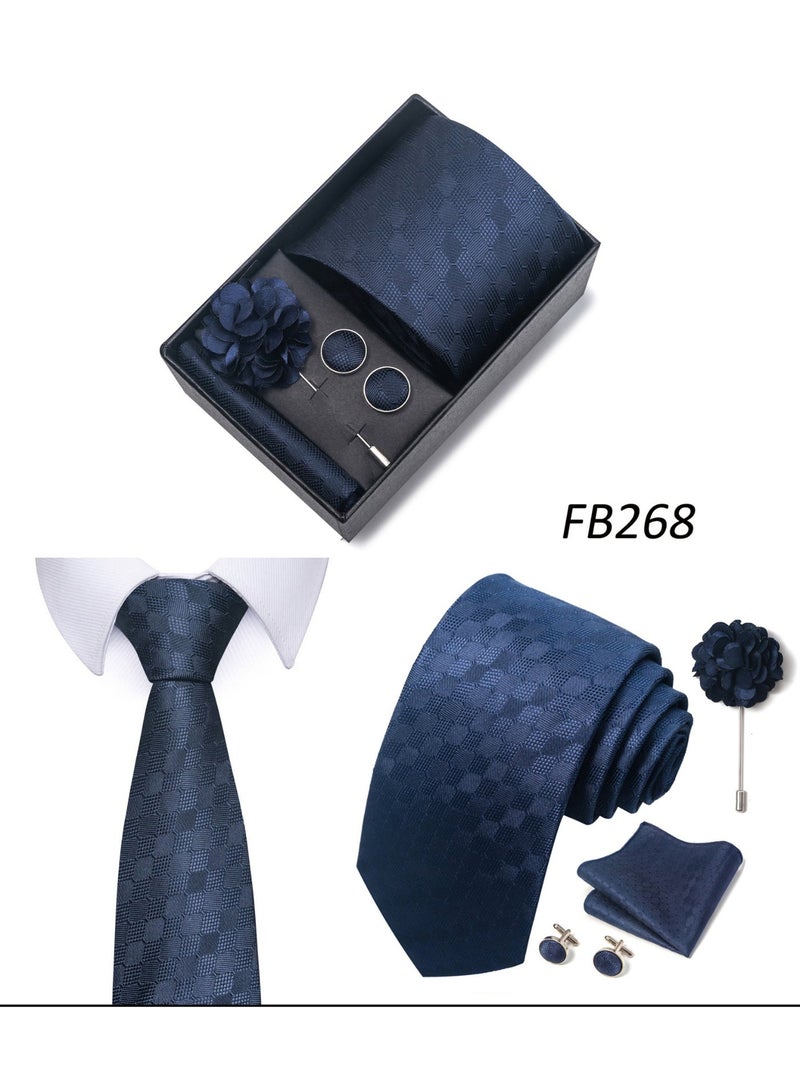 AuliceVerse Gift Set for Men | Tie, Pocket Square, Cufflinks & Boutonniere | 1200 Needle High-Density Polyester for Lasting Elegance - Image 4