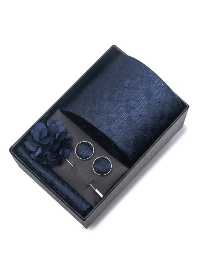 AuliceVerse Gift Set for Men | Tie, Pocket Square, Cufflinks & Boutonniere | 1200 Needle High-Density Polyester for Lasting Elegance - Image 2