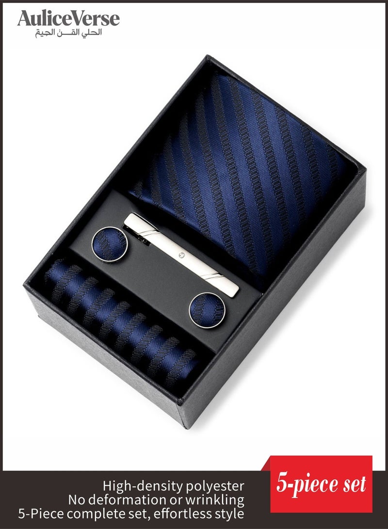 AuliceVerse Gift Set for Men | Tie, Pocket Square, Cufflinks & Boutonniere | 1200 Needle High-Density Polyester for Lasting Elegance - Image 1
