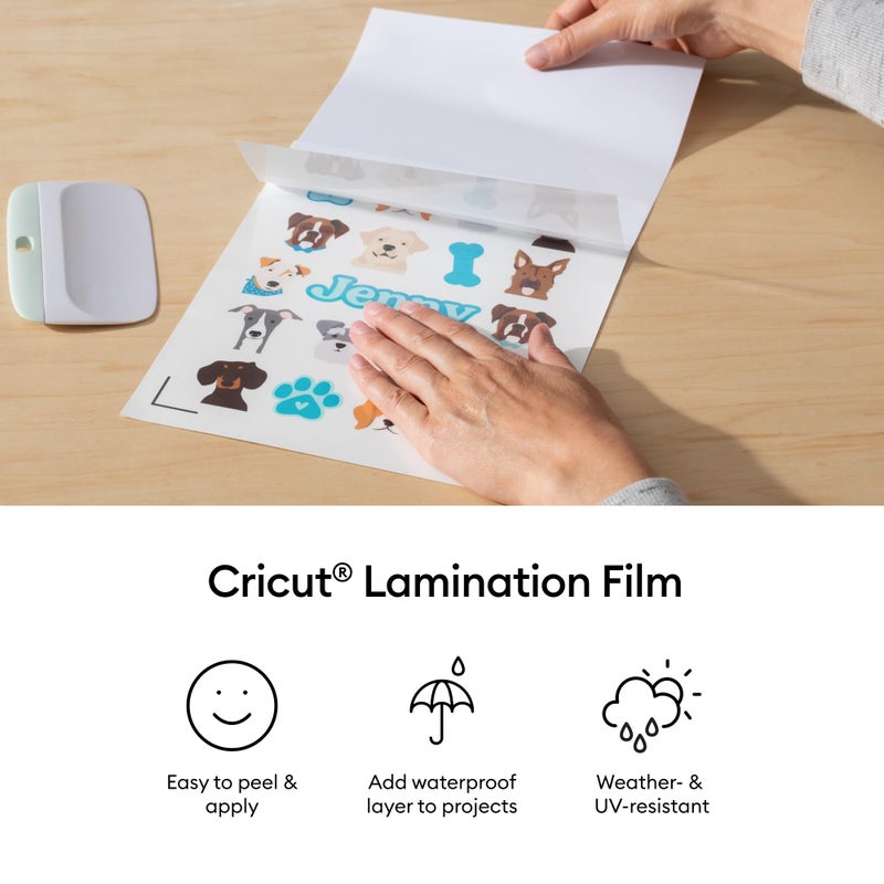 CricutÂ® Lamination Film - 8.5 in x 11 in (30 Count) - 15 Holographic + 15 Transparent Laminate Sheets - Adds a Protective, UV-Resistant Finish to Stickers, Scrapbooks, Decals, Cards, & More - Image 3