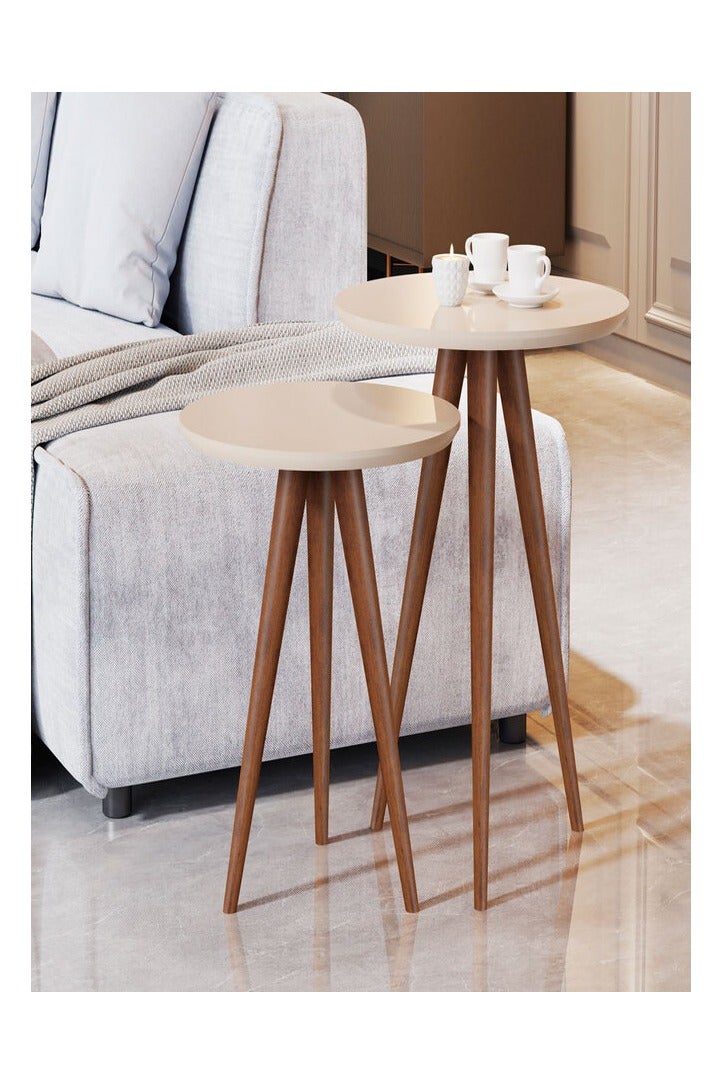 Pilati Side Table Set 2 Pcs Off white Color 40*45  - Image 1