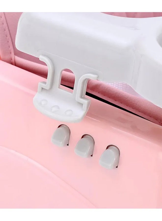 البدر كرسي إطعام أرضي للأطفال كرسي طعام للأطفال 2 في 1 مع صينية طعام قابلة للإزالة قابل للطي ارتفاع قابل للتعديل قاعدة قوية مستقرة تصميم مريح مصنوع من بلاستيك متين آمن للأطفال بألوان مبهجة مناسب من عمر 4 أشهر حتى 5 سنوات , وردي - Image 5