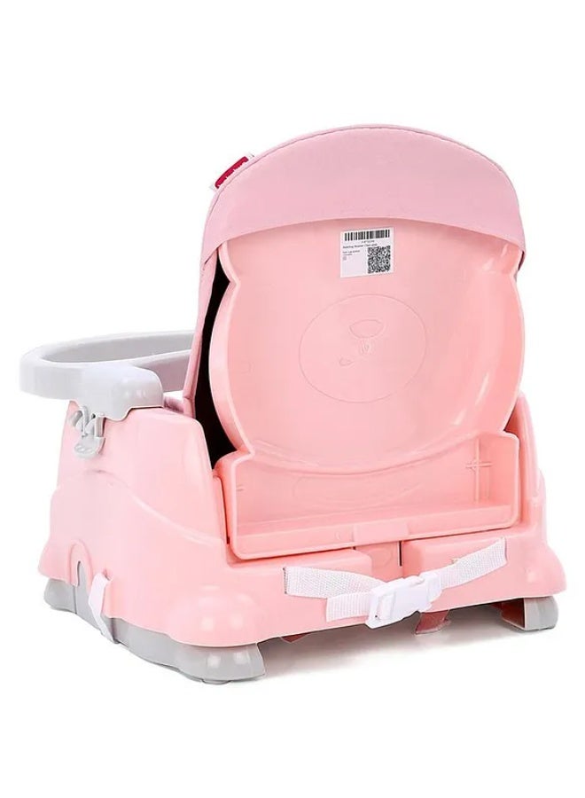 البدر كرسي إطعام أرضي للأطفال كرسي طعام للأطفال 2 في 1 مع صينية طعام قابلة للإزالة قابل للطي ارتفاع قابل للتعديل قاعدة قوية مستقرة تصميم مريح مصنوع من بلاستيك متين آمن للأطفال بألوان مبهجة مناسب من عمر 4 أشهر حتى 5 سنوات , وردي - Image 2