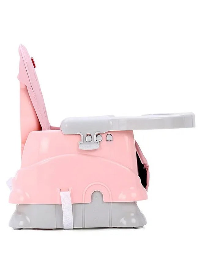 البدر كرسي إطعام أرضي للأطفال كرسي طعام للأطفال 2 في 1 مع صينية طعام قابلة للإزالة قابل للطي ارتفاع قابل للتعديل قاعدة قوية مستقرة تصميم مريح مصنوع من بلاستيك متين آمن للأطفال بألوان مبهجة مناسب من عمر 4 أشهر حتى 5 سنوات , وردي - Image 4