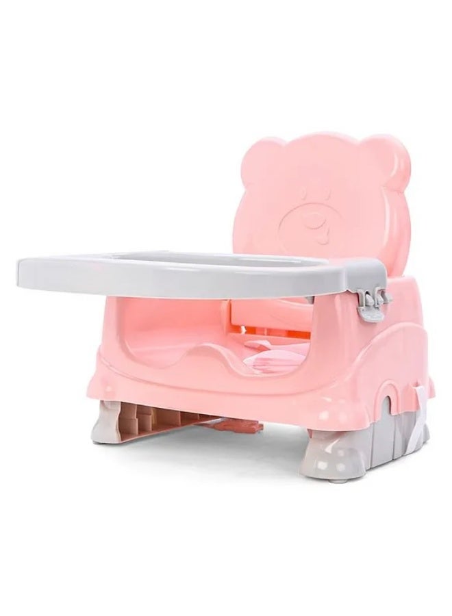 البدر كرسي إطعام أرضي للأطفال كرسي طعام للأطفال 2 في 1 مع صينية طعام قابلة للإزالة قابل للطي ارتفاع قابل للتعديل قاعدة قوية مستقرة تصميم مريح مصنوع من بلاستيك متين آمن للأطفال بألوان مبهجة مناسب من عمر 4 أشهر حتى 5 سنوات , وردي - Image 1