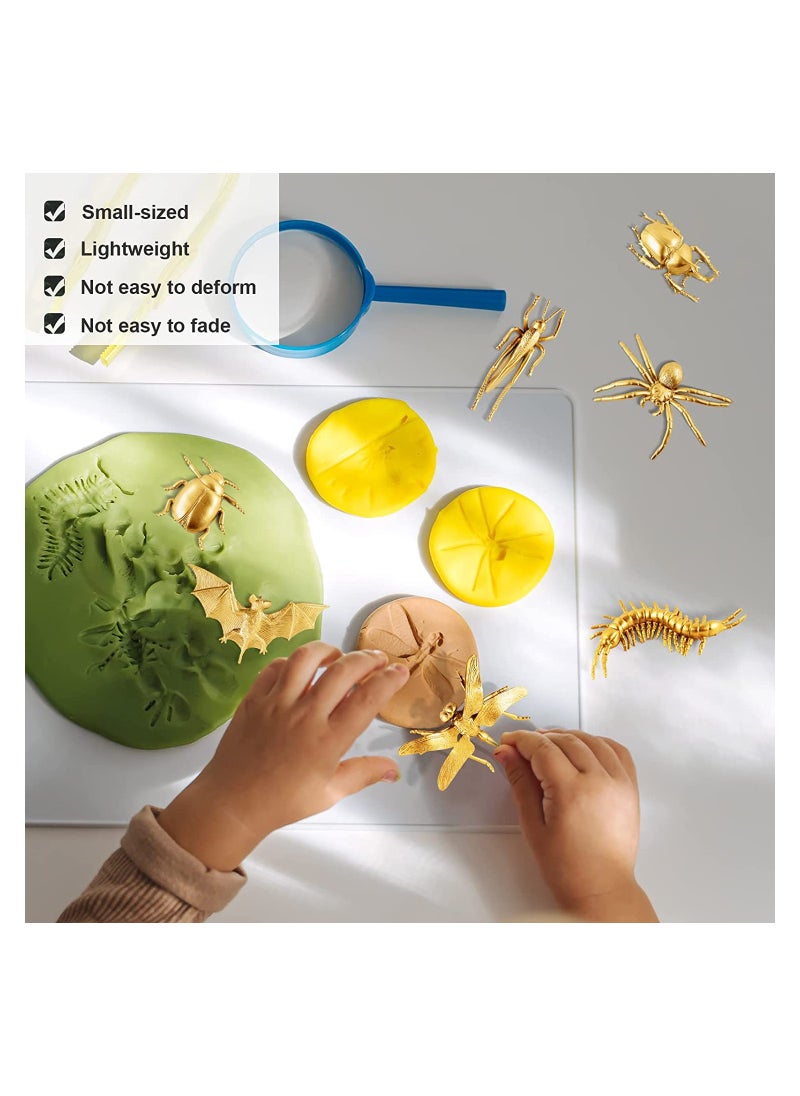 SYOSI - 12 Pieces Metallic Gold Plastic Insects Figurines Toys Realistic Insects Bugs Toys Animal Figurines Decor for Farm Circus Jungle Safari Insects Themed Birthday Party - Image 1