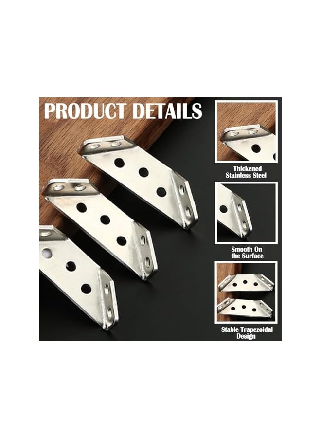 PROMASS promass 20PCS Universal Stainless Steel Furniture Corner Connector with Screws, Furniture Triangle Support Frame Angle Brackets- Metal Corner Bracket for Wood, Shelf, Shelving Brackets Heavy Duty  - Image 2