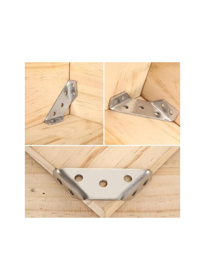 PROMASS promass 20PCS Universal Stainless Steel Furniture Corner Connector with Screws, Furniture Triangle Support Frame Angle Brackets- Metal Corner Bracket for Wood, Shelf, Shelving Brackets Heavy Duty  - Image 5