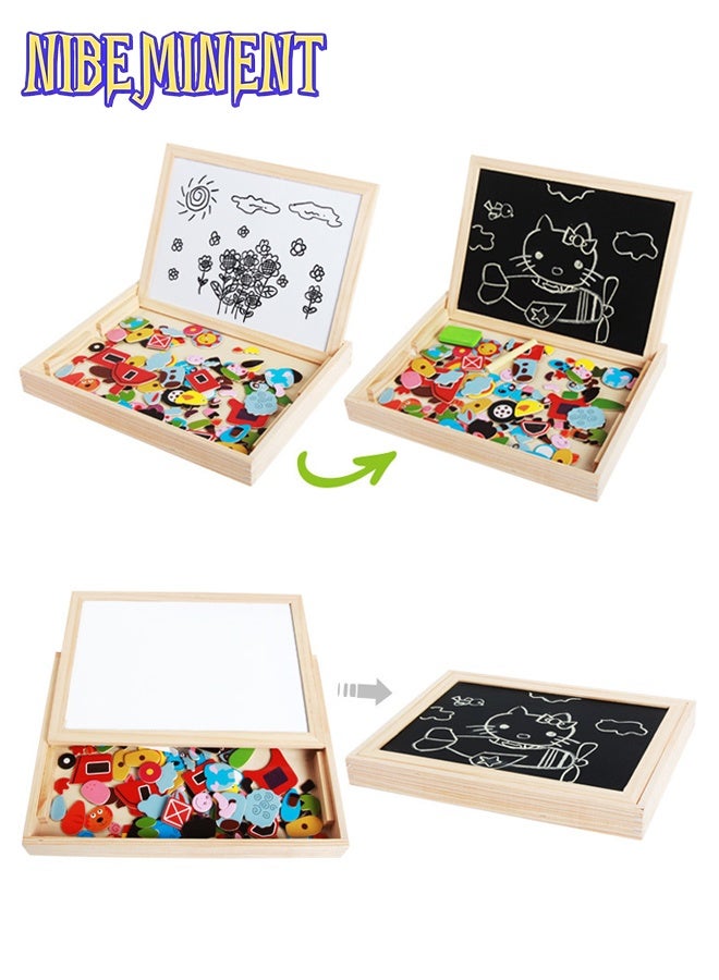 NIBEMINENT Magnetic Drawing Board, Girls Dress Up Themed Toys, Wooden Puzzles Games Toys for Kids Drawing Learning 30*23*3.5cm - Image 5