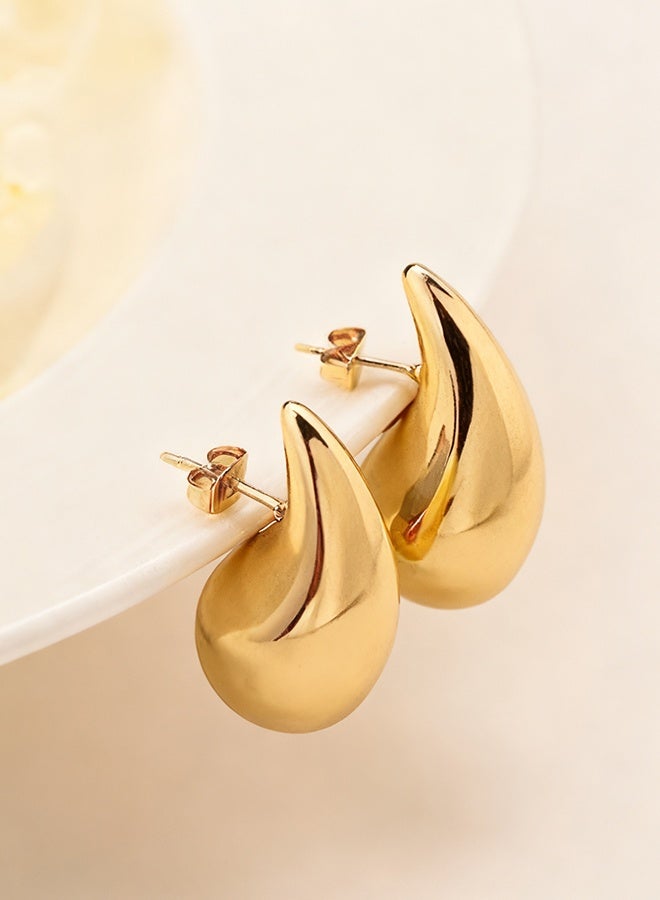 هابي دي أقراط نسائية حلزونية، أقراط خفيفة الوزن مجوفة بحلقات، أقراط نسائية مضادة للحساسية، مجوهرات موضة للفتيات (ذهبي) - Image 4